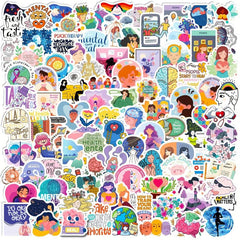 100pcs Mental Health Stickers - Inspirational Words for Water Bottles