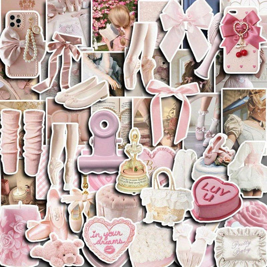 50pcs Retro Ballet Stickers for DIY Scrapbooking Arts Crafts Decor