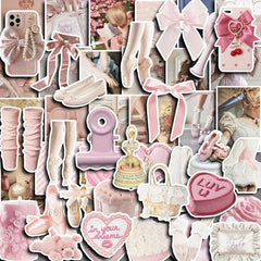 50pcs Retro Ballet Stickers for DIY Scrapbooking Arts Crafts Decor