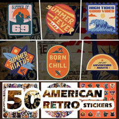 50pcs American Element Stickers for Luggage Motorcycles Mobile Phone