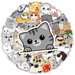 50pcs Cartoon Cat Doodle Sticker for Bike Skateboard Car Helmet Notebook Compute