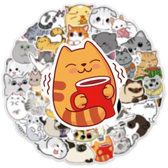 50pcs Cartoon Cat Doodle Sticker for Bike Skateboard Car Helmet Notebook Compute