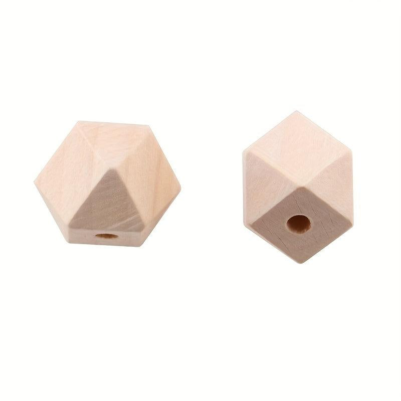 10pcs Mixed Raw Wood Octagonal Beads 10-30mm Polygonal Lotus Loose Bead