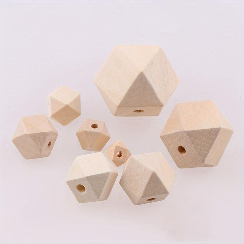 10pcs Mixed Raw Wood Octagonal Beads 10-30mm Polygonal Lotus Loose Bead