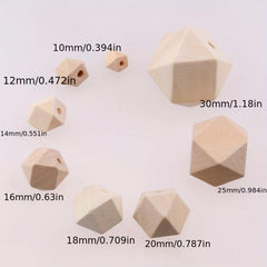 10pcs Mixed Raw Wood Octagonal Beads 10-30mm Polygonal Lotus Loose Bead