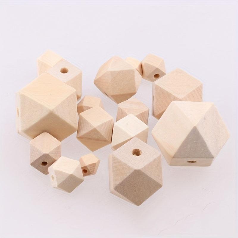 10pcs Mixed Raw Wood Octagonal Beads 10-30mm Polygonal Lotus Loose Bead