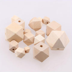 10pcs Mixed Raw Wood Octagonal Beads 10-30mm Polygonal Lotus Loose Bead