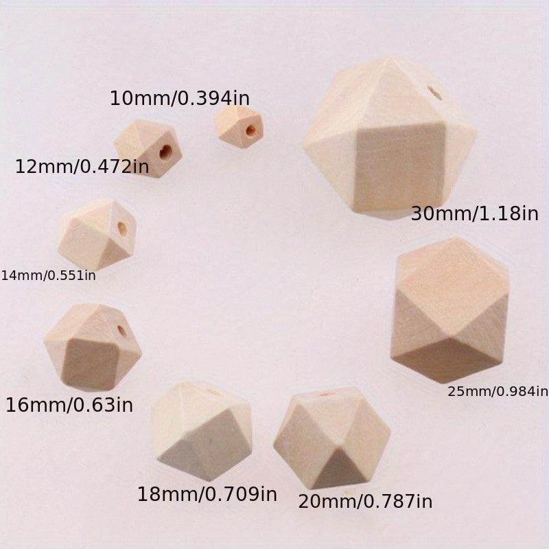 10pcs Mixed Raw Wood Octagonal Beads 10-30mm Polygonal Lotus Loose Bead