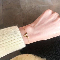 V Letter Bracelet for Women Titanium Steel Plated Jewelry