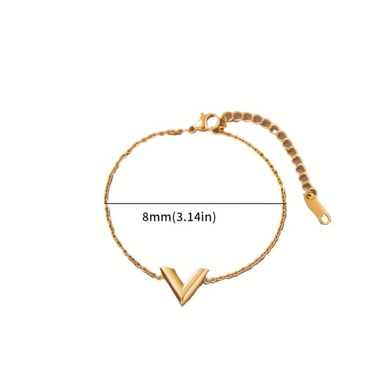 V Letter Bracelet for Women Titanium Steel Plated Jewelry