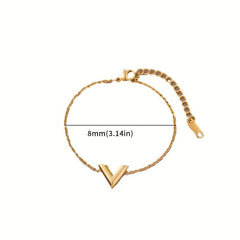 V Letter Bracelet for Women Titanium Steel Plated Jewelry