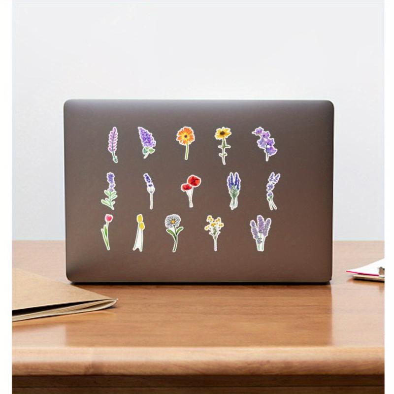 50pcs Plant Flower Waterproof Stickers - DIY Motorcycle Laptop Decal