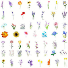 50pcs Plant Flower Waterproof Stickers - DIY Motorcycle Laptop Decal