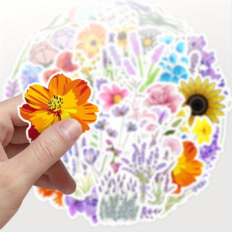 50pcs Plant Flower Waterproof Stickers - DIY Motorcycle Laptop Decal