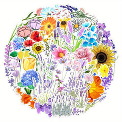 50pcs Plant Flower Waterproof Stickers - DIY Motorcycle Laptop Decal