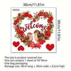 Red Rose Flower Love Wreath Sticker Door Sticker Home Decoration