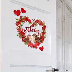 Red Rose Flower Love Wreath Sticker Door Sticker Home Decoration