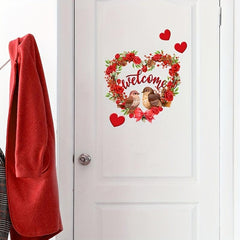 Red Rose Flower Love Wreath Sticker Door Sticker Home Decoration