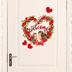 Red Rose Flower Love Wreath Sticker Door Sticker Home Decoration