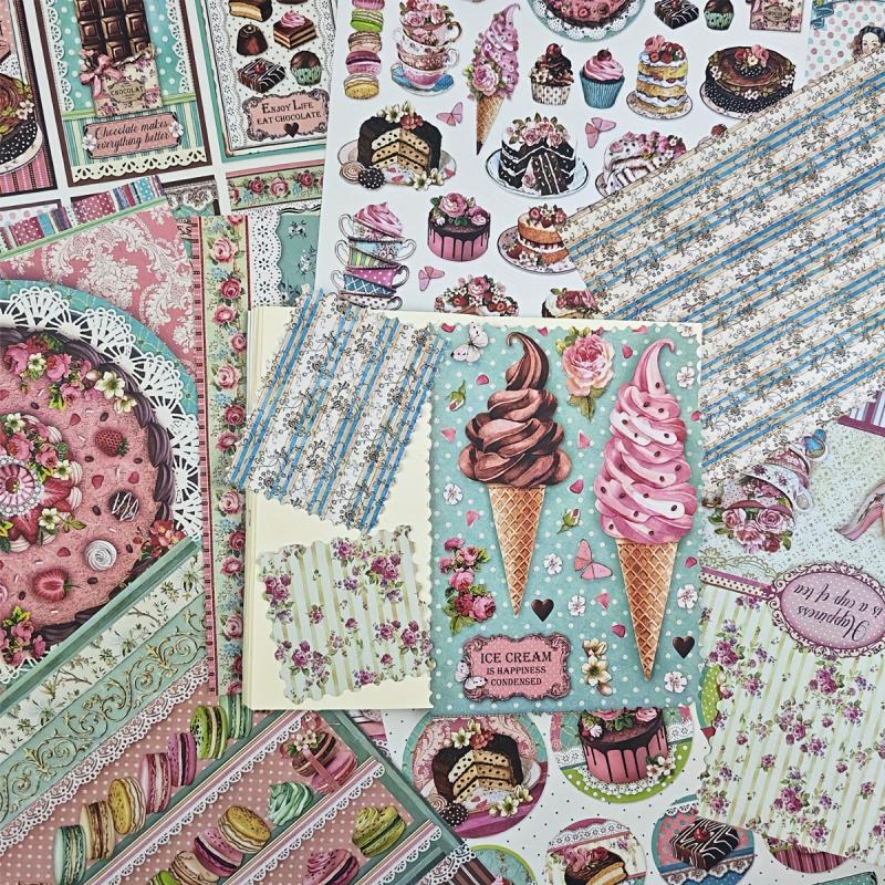 12pcs Retro Dessert Food Paper Stickers for DIY Decoration