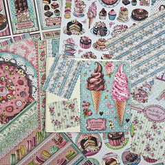 12pcs Retro Dessert Food Paper Stickers for DIY Decoration