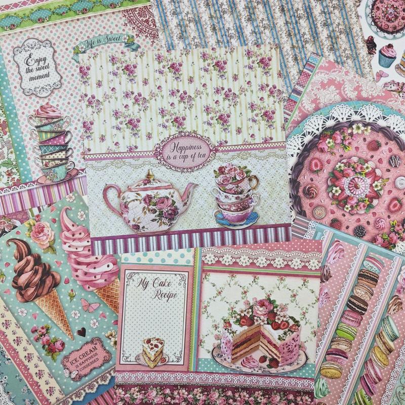 12pcs Retro Dessert Food Paper Stickers for DIY Decoration