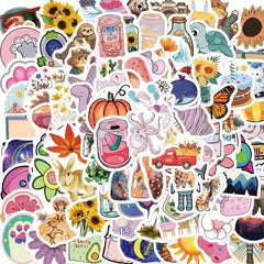 100pcs Fresh Kids Aesthetically Stickers Pack Waterproof Vinyl Stickers
