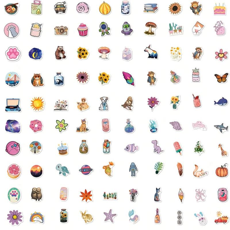 100pcs Fresh Kids Aesthetically Stickers Pack Waterproof Vinyl Stickers