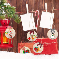 48pcs Christmas Wooden Craft Mini Plaid Bows DIY Ornaments
