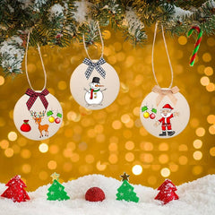 48pcs Christmas Wooden Craft Mini Plaid Bows DIY Ornaments