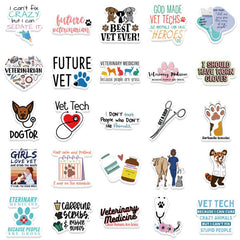 50pcs Cartoon Vet Stickers Water Bottle Laptop Waterproof Vinyl