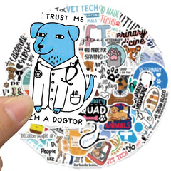 50pcs Cartoon Vet Stickers Water Bottle Laptop Waterproof Vinyl