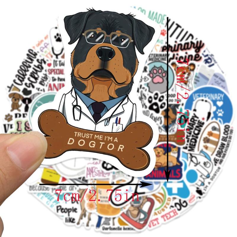 50pcs Cartoon Vet Stickers Water Bottle Laptop Waterproof Vinyl