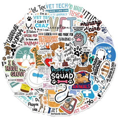 50pcs Cartoon Vet Stickers Water Bottle Laptop Waterproof Vinyl