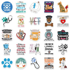 50pcs Cartoon Vet Stickers Water Bottle Laptop Waterproof Vinyl