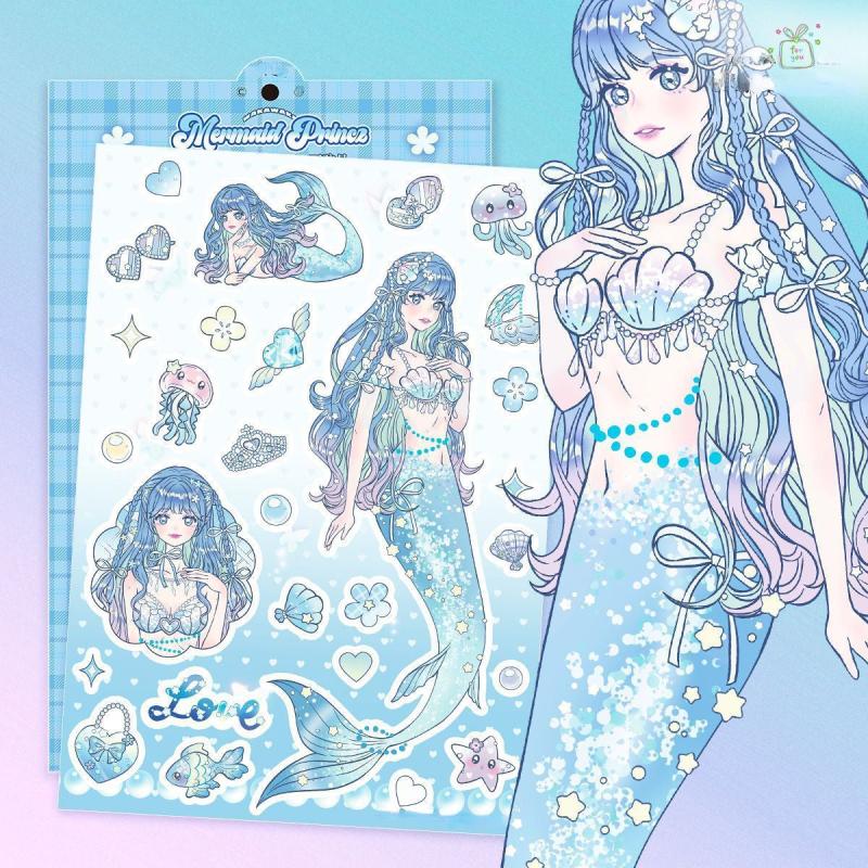 Mermaid Girl Journal Planner Stickers for Card Decoration