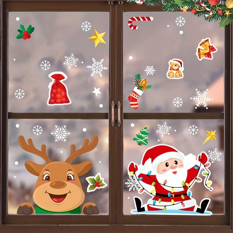 2pcs Christmas Party Santa Claus Elk Window Stickers