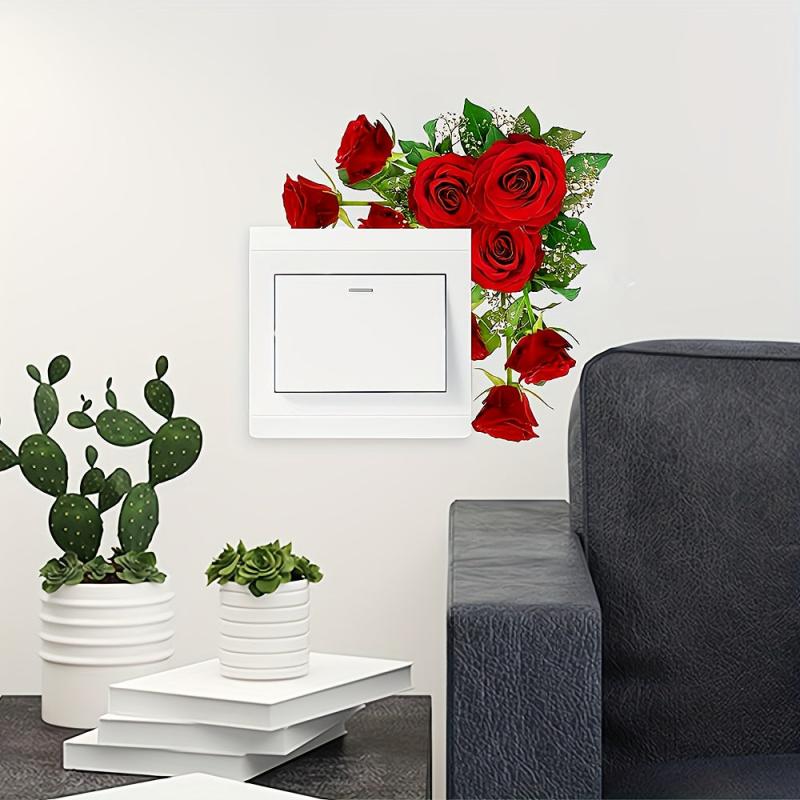 Romantic Rose Switch Stickers for Home Decoration