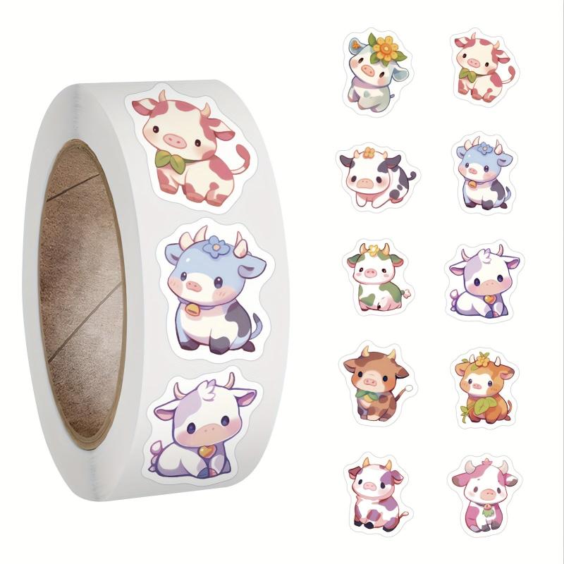 500pcs Cow Cattle Stickers Roll Vinyl Stickers