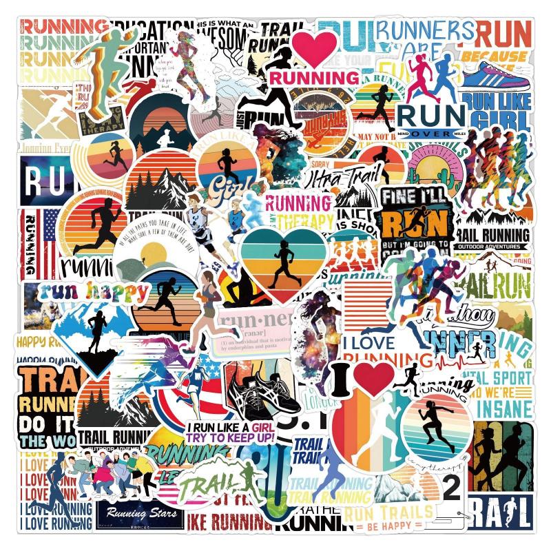 110pcs Running Sports Stickers Waterproof Vinyl Stickers