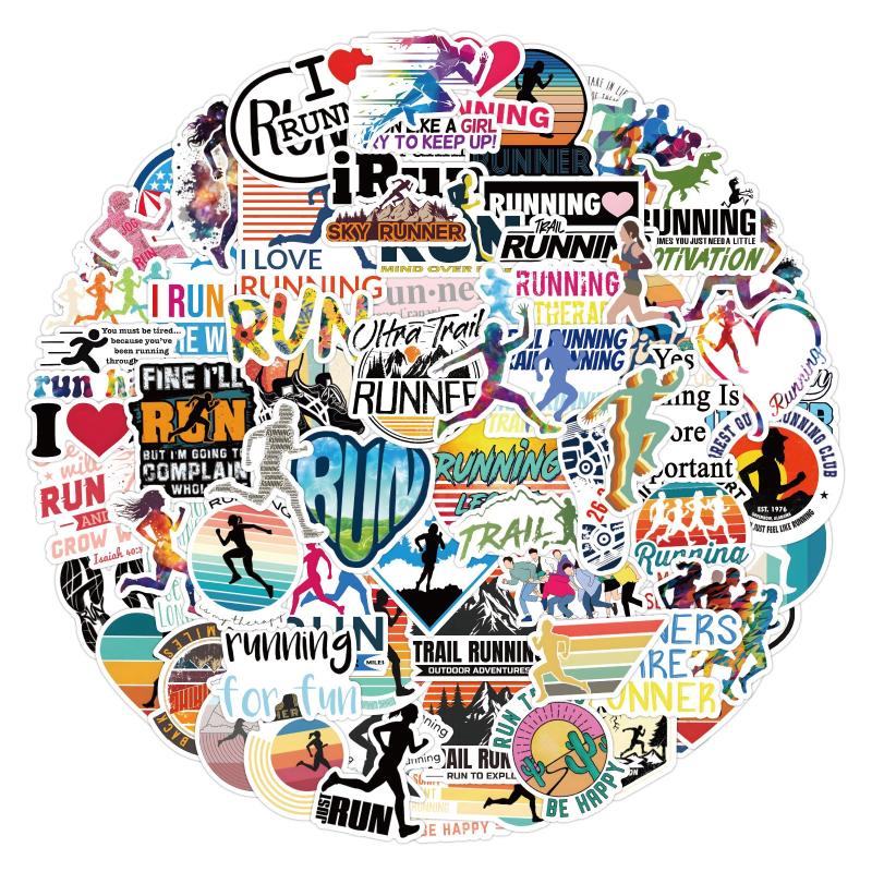 110pcs Running Sports Stickers Waterproof Vinyl Stickers