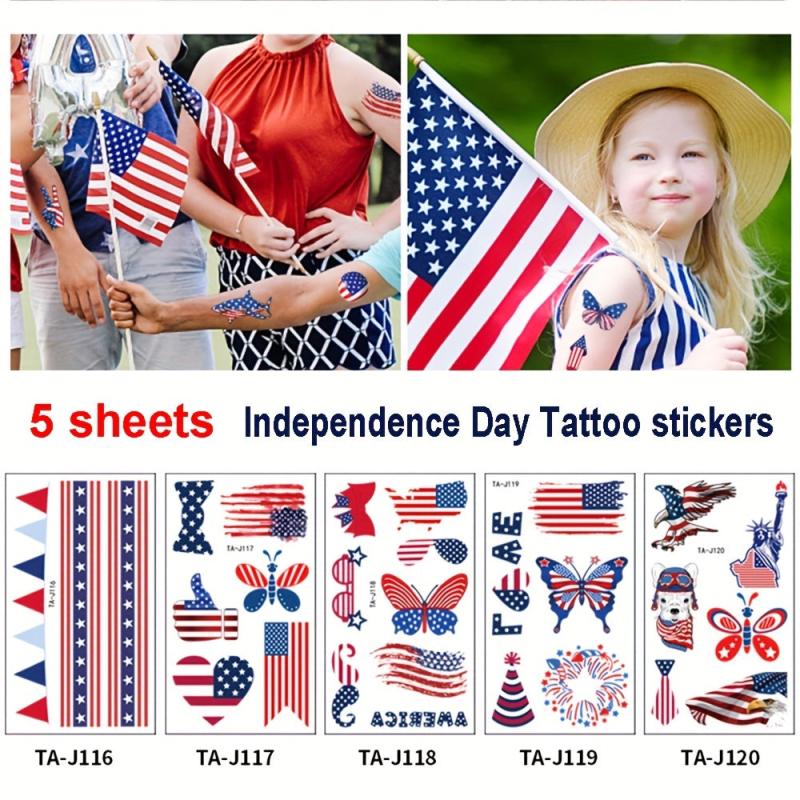 5 Independence Tattoo Stickers for Celebration