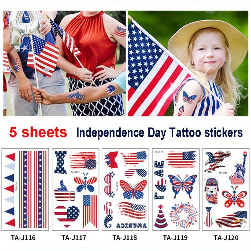 5 Independence Tattoo Stickers for Celebration
