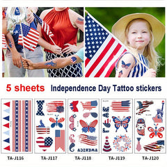 5 Independence Tattoo Stickers for Celebration