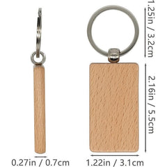 10pcs Wooden Keychain Blanks Bulk Rectangle Wooden Keychains Blank