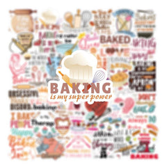 62pcs Bakery Homemade Waterproof Stickers for Laptop Bumper Skateboard