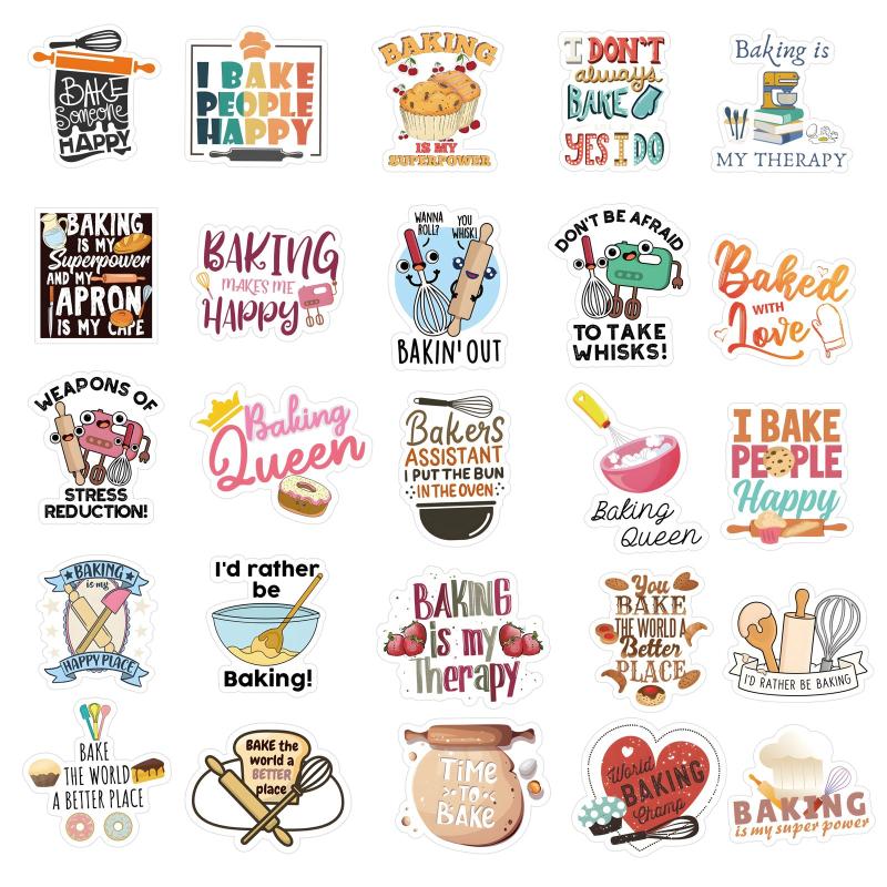62pcs Bakery Homemade Waterproof Stickers for Laptop Bumper Skateboard