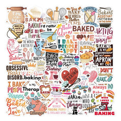 62pcs Bakery Homemade Waterproof Stickers for Laptop Bumper Skateboard
