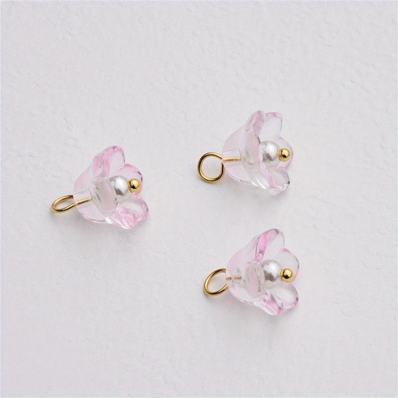 10pcs Gradient Glass Lily Loose Beads DIY Ear Accessories