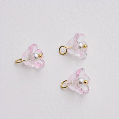 10pcs Gradient Glass Lily Loose Beads DIY Ear Accessories
